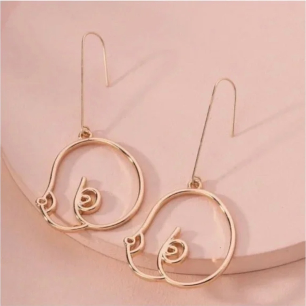 ❤️ FREE Boob Lady Form Body Hipster Hippie Art Deco Pop Minimal Breast Earrings